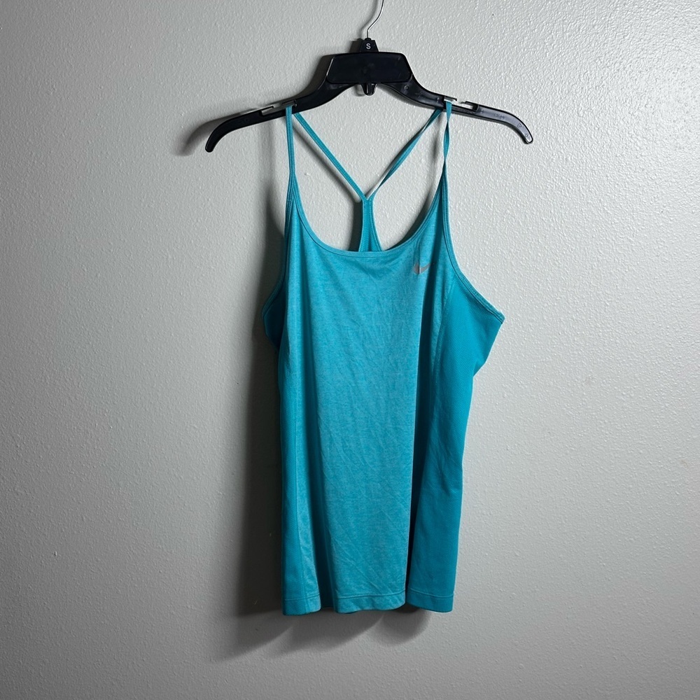 Nike Women Athletic Dri-Fit Green/Blue Tank Top size M